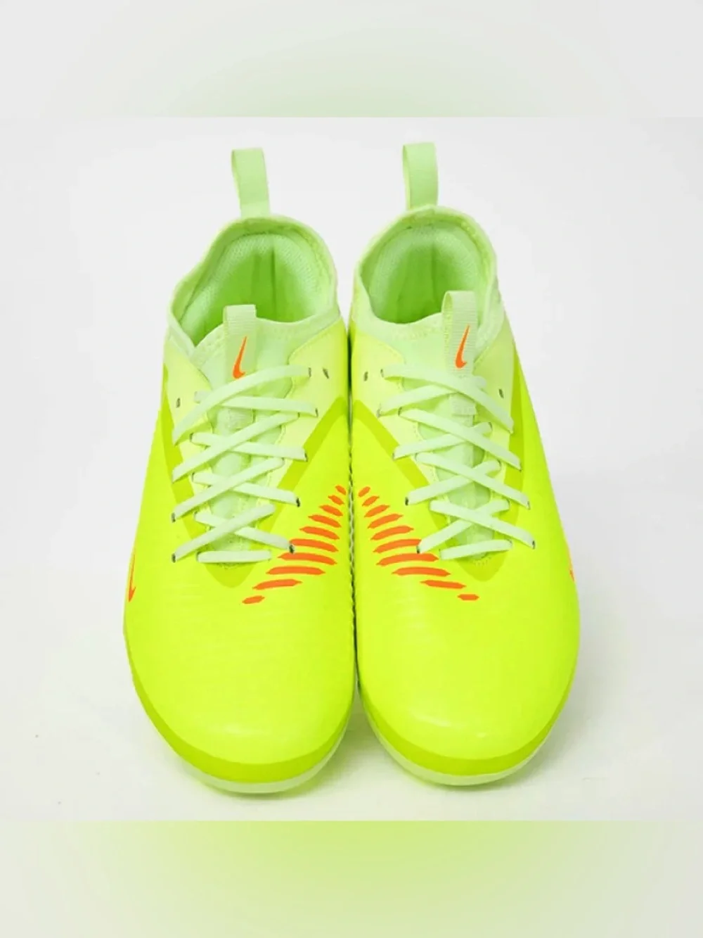 Nike Neon Yellow Soccer Cleats with Orange and Black Accents